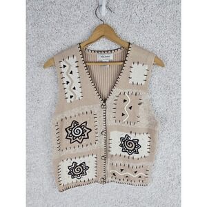 Vintage‎ 90s Gina Peters Knit Sweater Vest Women's Large Teacher Sun Star